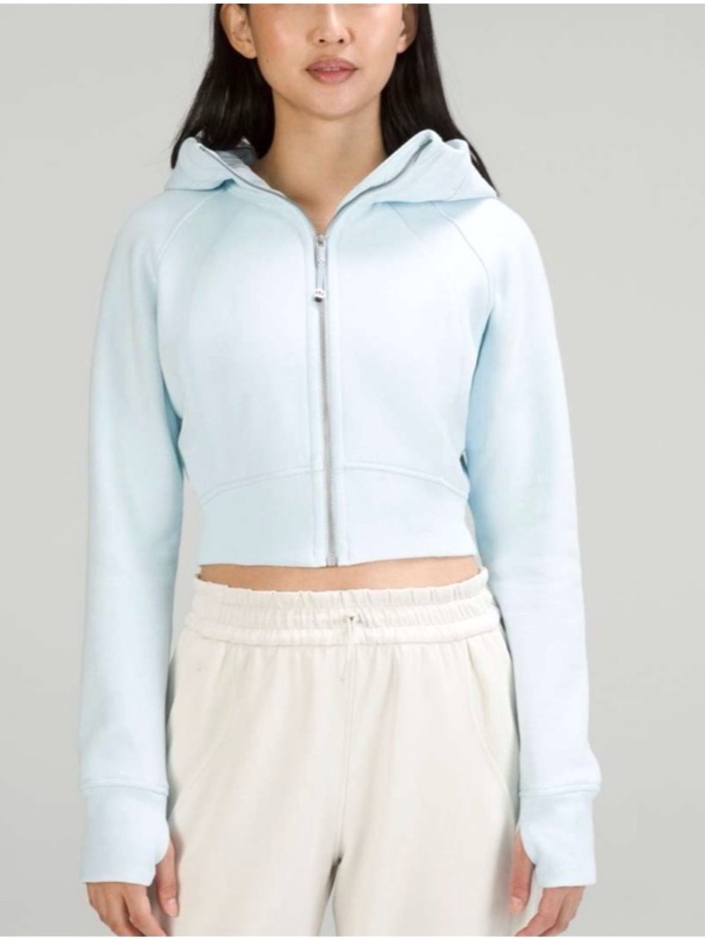 Lululemon Scuba Full-Zip Cropped Hoodie - Powder Blue size 4